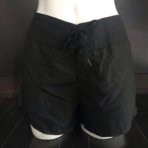 Island escape black lace up cover up board shorts